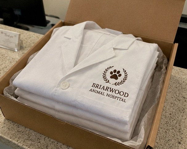 Personalized lab coats — customer photo