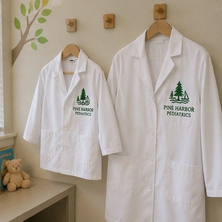 Promotional custom lab coats with company logo